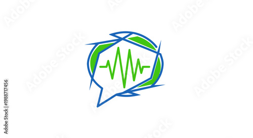 Abstract Communication Icon Depicting Pulse Signals Representing Voice and Sounds