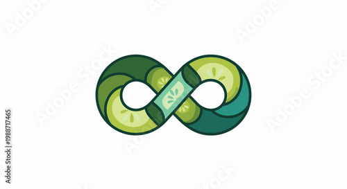 Abstract Cucumber Infinity Symbol on White Background for Wellness and Healthy Living