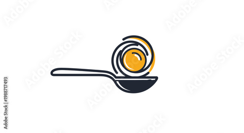 Abstract Culinary Art Depicting Spoonful of Vibrant, Whimsical Orbital Egg Design Food Concept