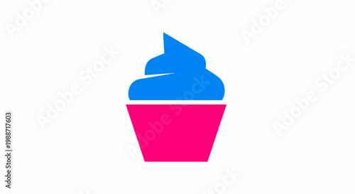 Abstract Cupcake Icon Depicting Whipped Cream Dessert With Color Palette Design on White