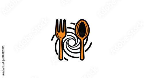 Abstract Cutlery Design With Swirling Effect On A White Background Ideal For Restaurants
