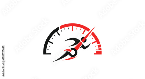 Abstract Dashboard Logo Emblem Featuring Dynamic Motion and Speed on White Background
