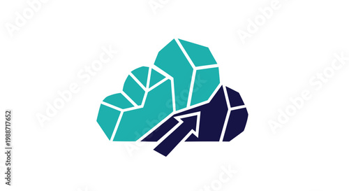 Abstract Cloud Concept Featuring Arrow Symbolizing Data Upload and Digital Network Connection
