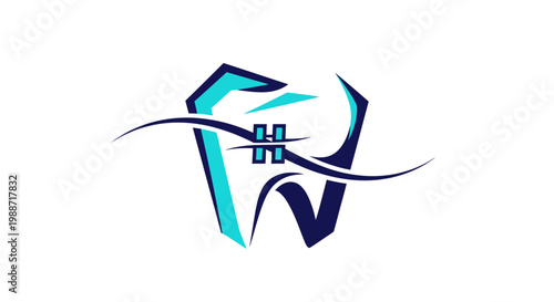 Abstract Dental Illustration With Orthodontic Braces, Dental Care, Brightness and Health