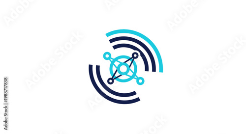 Abstract Digital Network Icon Depicting Wireless Communication and Technological Advancement