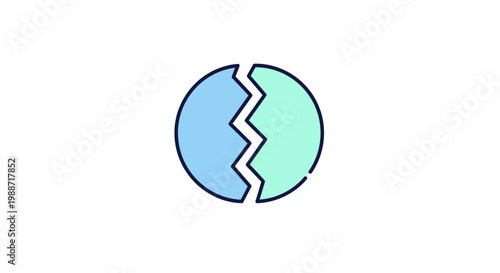 Abstract Concept of Division and Separation Illustrated With Two Colored Hemisphere Icon