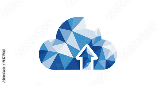 Abstract Cloud Upload Icon Demonstrating Data Transfer and Digital Storage in Modern Design