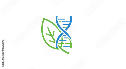 Abstract Concept of Green Biology and Genetics Merged, Symbolic of Nature and Science