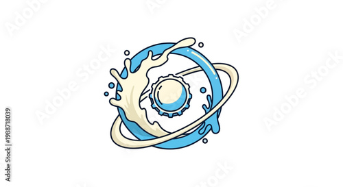 Abstract Conceptual Illustration of Fluidity, Dairy Elements, And Circular Motion Design