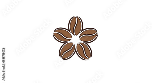 Abstract Coffee Bean Design Flower Shape Brown Color Icon For Cafe or Coffee Shop