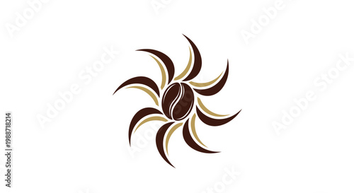 Abstract Coffee Bean Design with Radial Elements for Branding and Marketing Purposes
