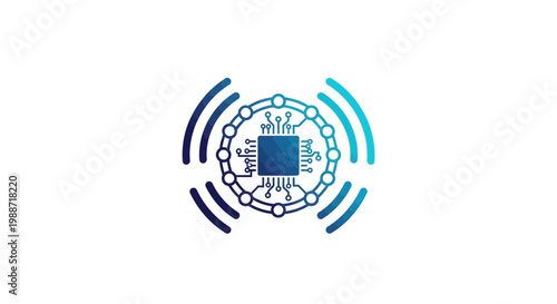 Abstract Digital Circuit Design With Wireless Communication Signal Graphics Aesthetic