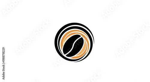 Abstract Coffee Bean Design with Stylish Spiral Motifs against a Bright White Background