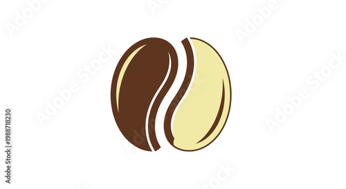 Abstract Coffee Bean Design with Two Tones and a Split in the Middle for Branding