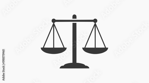 A minimalist vector graphic of a balance scale icon for law and justice themes