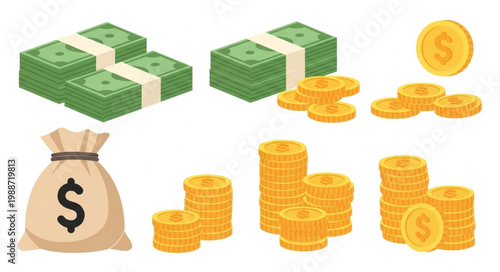Money and coins illustration for financial concepts.