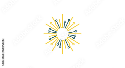 Abstract Digital Sunburst Icon Illustrating Technological Innovation And Connectivity