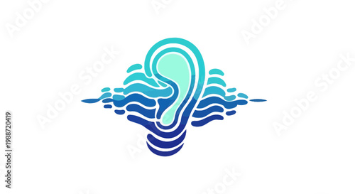 Abstract Ear Design Representing Sound Waves In Vibrant Tones On A Clean Background