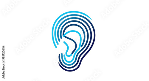 Abstract Ear Design Representing Sound, Hearing, Technology, and Sensory Perception