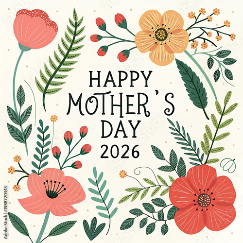 Celebratory mother's day greeting card design for 2026
