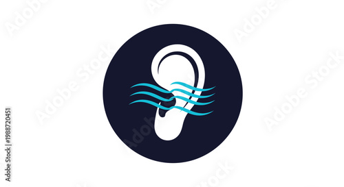 Abstract Ear Design Representing Soundwaves and Auditory Sensation in Modern Visual