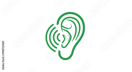 Abstract Ear Design Representing Sound, Hearing, and Communication in Green