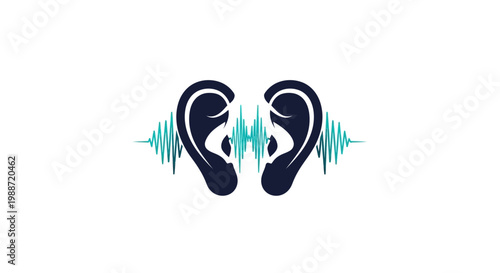 Abstract Ear Design Representing Sound Waves, Auditory Perception, and Hearing Clearly