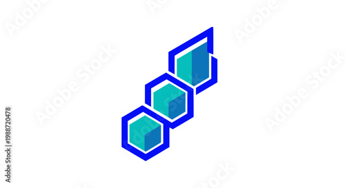 Abstract Geometric Composition Of Blue And Cyan Shapes Symbolizing Organization And Progress
