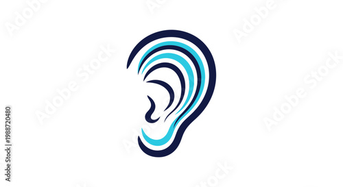 Abstract Ear Illustration Showing Sound Perception and Auditory Awareness Aesthetics