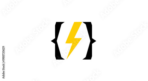 Abstract Electric Bolt In Square Braces, Representing Programming And Coding