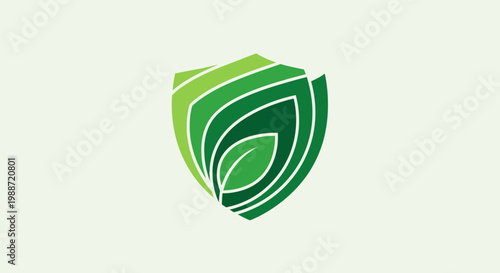 Abstract Foliage Shield Symbolizing Growth and Sustainability with Environmental Protection