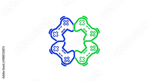 Abstract Gaming Controllers Forming a Circular Pattern for Digital Entertainment Designs