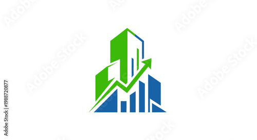 Abstract Financial Growth Concept Represented With Buildings And Dynamic Upward Arrow