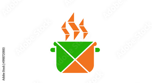 Abstract Geometric Cooking Icon Demonstrating Preparation of Hot and Delicious Meals Easily
