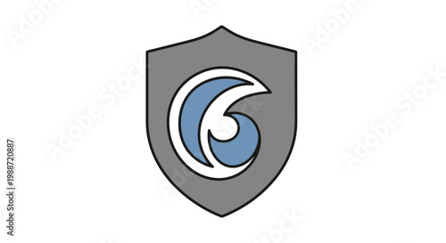 Abstract Emblem Design Featuring a Shield with a Unique, Stylized Wave Element