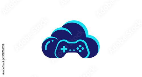 Abstract Gaming Cloud Concept Featuring a Controller in a Modern Minimalist Illustration