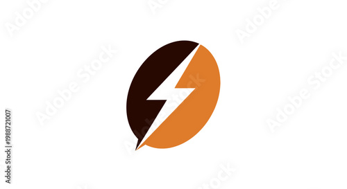 Abstract Energy Symbol Composed Inside Coffee Bean Shape on White Background.