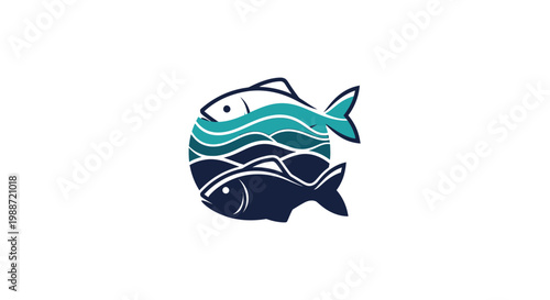 Abstract Fish Logo Illustrating Aquatic Life, Sea Creatures, And Oceanic Wildlife Design