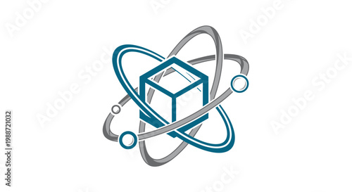 Abstract Geometric Atom Concept Depicting Scientific Innovation and Development