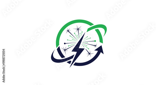 Abstract Energy Symbol Design With Arrow, Circle And Lightning Bolt Element