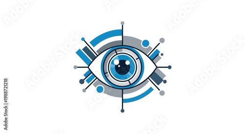 Abstract Eye Design with Geometric Elements Representing Vision and Technology