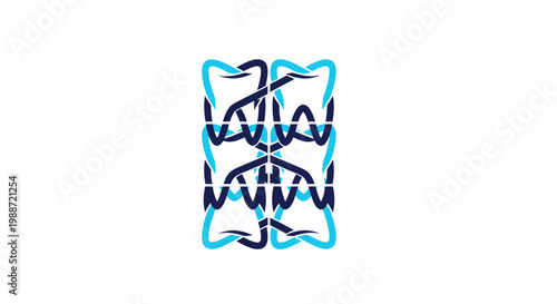 Abstract Geometric Dental Design Against White Background with Intertwined Lines and Shapes