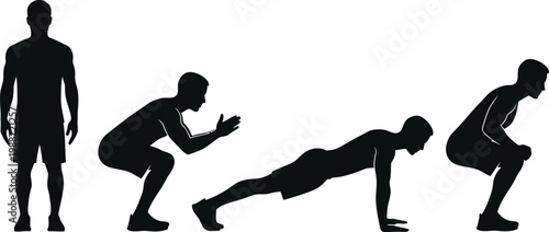 Squat exercise progression a four stage silhouette guide for fitness