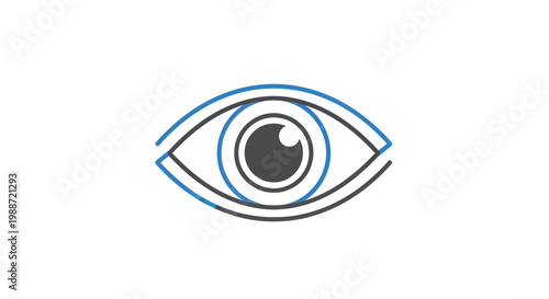 Abstract Eye Icon Design Featuring Blue and Black Outlines on Minimalist White Background