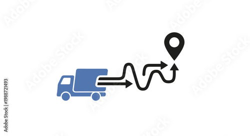 Delivery truck with route map.