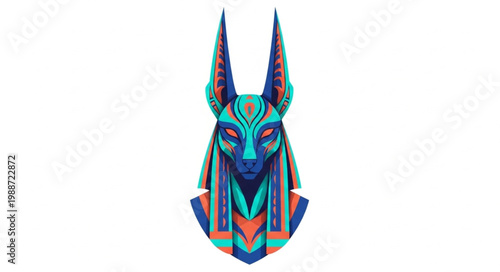 Stylized Egyptian Anubis God Head Artwork.