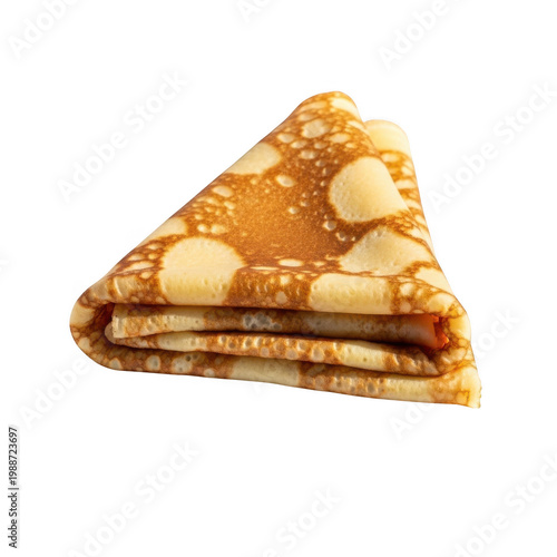 A neatly stacked triangular treat made of layered crispy pastry pieces isolated on transparent background