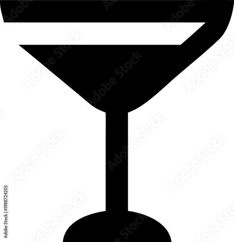 Clean and modern vector graphic depicting a simple black silhouette of a cocktail glass, ideal for drink menus, lounge bar branding, and celebratory event illustrations