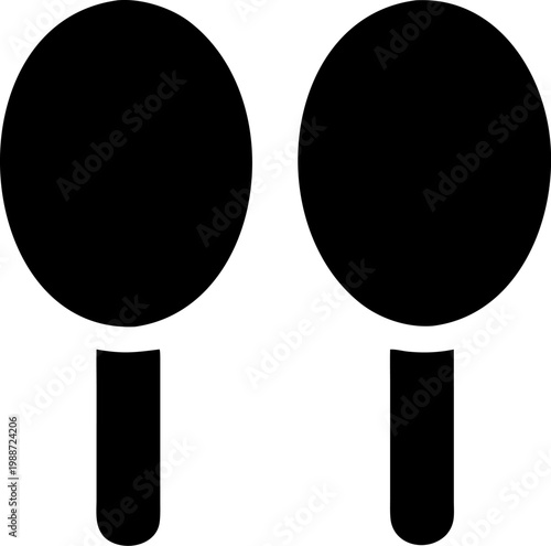 Simple illustration of two black maracas on a white background