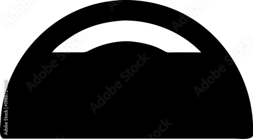 Minimalist vector illustration featuring a sleek black handbag or purse, designed as an elegant fashion accessory icon for various digital applications and design projects